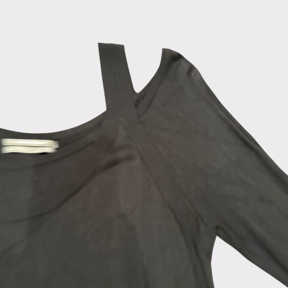 Anthropologie Black Cold-Shoulder Ribbed Sweater – Size M EUC - Picture 2 of 4